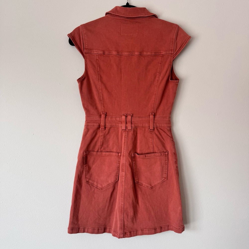PAIGE Jaxsyn Jolene Denim Mini Shirtdress Vintage Clay Size 0 NWT - Picture 3 of 15